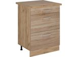 Vicco Mobiletto Base Per Cucina R-Line, 60 Cm Con Cassetti, Pl Rovere, Sonoma/Quercia Dorata