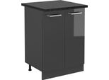 Vicco Mobiletto Base Cucina R-Line, 60 Cm , Pl Antracite, Antracite Lucido/Antracite