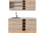 Vicco Cucina Completa R-Line, 160 Cm , Pl Marmo, Rovere Sonoma/Goldkraft