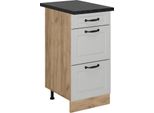 Vicco Mobiletto Base Per Cucina R-Line, 40 Cm Con Cassetti, Pl Antracite, Bianco Casa Di Campagna/Quercia Dorata