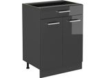 Vicco Mobiletto Base Per Cucina R-Line, 60 Cm Con Cassetto, Senza Piano Di Lavoro, Antracite Lucido/Antracite