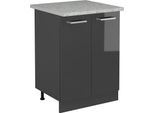 Vicco Mobiletto Base Cucina R-Line, 60 Cm Pl Marmo, Antracite Lucido/Antracite