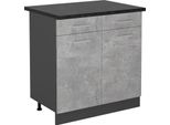 Vicco Mobiletto Base Per Cucina R-Line, 80 Cm , Pl Antracite, Calcestruzzo/Antracite