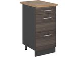 Vicco Mobiletto Base Per Cucina R-Line, 40 Cm Con Cassetti, Pl Rovere, Grigio Nobile/Antracite