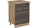 Vicco Mobiletto Base Per Cucina R-Line, 60 Cm Con Cassetto, Pl Rovere, Grigio Nobile/Quercia Dorata