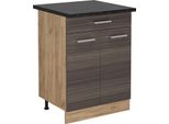 Vicco Mobiletto Base Per Cucina R-Line, 60 Cm Con Cassetto, Pl Antracite, Grigio Nobile/Quercia Dorata