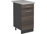 Vicco Mobiletto Base Per Cucina R-Line, 40 Cm Pl Marmo, Grigio Nobile/Antracite