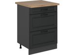 Vicco Mobiletto Base Per Cucina R-Line, 60 Cm Con Cassetti, Pl Rovere, Antracite Casa Di Campagna/Antracite