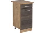Vicco Mobiletto Base Per Cucina R-Line, 40 Cm , Pl Rovere, Grigio Nobile/Quercia Dorata