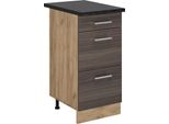 Vicco Mobiletto Base Per Cucina R-Line, 40 Cm Con Cassetti, Pl Antracite, Grigio Nobile/Quercia Dorata