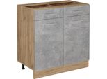 Vicco Mobiletto Base Per Cucina R-Line, 80 Cm Senza Piano Di Lavoro, Calcestruzzo/Quercia Dorata
