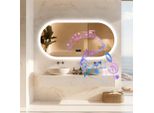 Wisfor Specchio Da Bagno A Led Con Altoparlante Bluetooth, Specchio Da Bagno 120X60Cm Con Illuminazione A 3 Colori, Specchio Da Parete A Led Dimmerabile Senza Nebbia