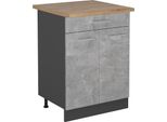 Vicco Mobiletto Base Per Cucina R-Line, 60 Cm , Pl Rovere, Calcestruzzo/Antracite