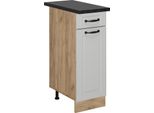 Vicco Mobiletto Base Per Cucina R-Line, 30 Cm , Pl Antracite, Bianco Casa Di Campagna/Quercia Dorata