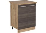 Vicco Mobiletto Base Cucina R-Line, 60 Cm , Pl Rovere, Grigio Nobile/Quercia Dorata