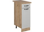 Vicco Mobiletto Base Per Cucina R-Line, 30 Cm , Pl Rovere, Bianco Casa Di Campagna/Quercia Dorata