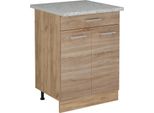 Vicco Mobiletto Base Per Cucina R-Line, 60 Cm Pl Marmo, Sonoma/Quercia Dorata