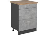 Vicco Mobiletto Base Per Cucina R-Line, 60 Cm Con Cassetti, Pl Rovere, Calcestruzzo/Antracite