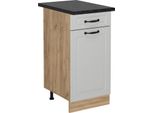 Vicco Mobiletto Base Per Cucina R-Line, 40 Cm , Pl Antracite, Bianco Casa Di Campagna/Quercia Dorata