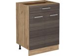 Vicco Mobiletto Base Per Cucina R-Line, 60 Cm Con Cassetto, Senza Piano Di Lavoro, Grigio Nobile/Quercia Dorata