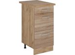 Vicco Mobiletto Base Per Cucina R-Line, 40 Cm Con Cassetti, Pl Rovere, Sonoma/Quercia Dorata