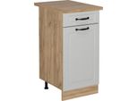 Vicco Mobiletto Base Per Cucina R-Line, 40 Cm , Pl Rovere, Bianco Casa Di Campagna/Quercia Dorata