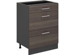 Vicco Mobiletto Base Per Cucina R-Line, 60 Cm Con Cassetti, Senza Piano Di Lavoro, Grigio Nobile/Antracite