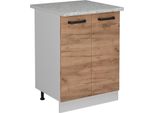 Vicco Mobiletto Base Cucina R-Line, 60 Cm Pl Marmo, Quercia Dorata/Bianco