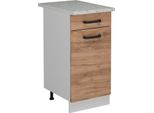 Vicco Mobiletto Base Per Cucina R-Line, 40 Cm Pl Marmo, Quercia Dorata/Bianco
