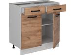 Vicco Mobiletto Base Per Cucina R-Line, 80 Cm Senza Piano Di Lavoro, Quercia Dorata/Bianco