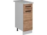 Vicco Mobiletto Base Per Cucina R-Line, 30 Cm Pl Marmo, Quercia Dorata/Bianco