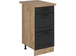 Vicco Mobiletto Base Per Cucina R-Line, 40 Cm Con Cassetti, Pl Rovere, Antracite Casa Di Campagna/Quercia Dorata