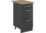 Vicco Mobiletto Base Per Cucina R-Line, 40 Cm Con Cassetti, Pl Rovere, Antracite Lucido/Antracite