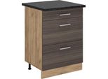 Vicco Mobiletto Base Per Cucina R-Line, 60 Cm Con Cassetti, Pl Antracite, Grigio Nobile/Quercia Dorata
