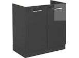 Vicco Mobile Lavello Cucina R-Line, 80 Cm Senza Piano Di Lavoro, Antracite Lucido/Antracite