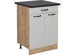 Vicco Mobiletto Base Per Cucina R-Line, 60 Cm Con Cassetto, Pl Antracite, Bianco Casa Di Campagna/Quercia Dorata