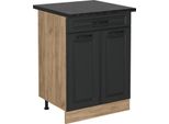 Vicco Mobiletto Base Per Cucina R-Line, 60 Cm Con Cassetto, Pl Antracite, Antracite Casa Di Campagna/Quercia Dorata