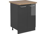 Vicco Mobiletto Base Cucina R-Line, 60 Cm , Pl Rovere, Antracite Lucido/Antracite