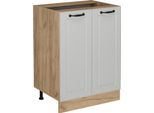 Vicco Mobiletto Base Cucina R-Line, 60 Cm Senza Piano Di Lavoro, Bianco Casa Di Campagna/Quercia Dorata