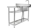 Succebuy Lavello Multiuso In Acciaio Inox, Set Di Lavelli Da Cucina Freestanding A Vasca Singola Con Banco Di Lavoro, 119,4 X 50 X 95 Cm, Per Garage, Ristorante, Lavanderia, Nsf