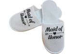 Inf Pantofole Bianche Con Scritta "Maid Of Honour"" Per Feste Di Addio Al Nubilato Nero"