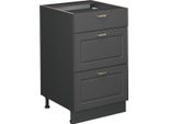Vicco Mobiletto Base Per Cucina Fame-Line, 50 Cm Senza Piano Di Lavoro, Landhaus Antrazit-Oro/Antracite