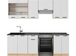 Vicco Cucina Componibile Fame-Line, 240 Cm , Pl Antracite, Bianco Casa Di Campagna/Quercia Dorata