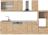 Vicco Cucina Componibile Fame-Line, 300 Cm Con Armadio Alto, Pl Marmo, Quercia Dorata/Quercia Dorata