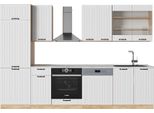 Vicco Cucina Componibile Fame-Line, 300 Cm , Pl Marmo, Bianco Casa Di Campagna/Quercia Dorata