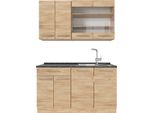 Vicco Cucina Monoblocco Fame-Line, 140 Cm , Pl Antracite, Quercia Dorata/Quercia Dorata