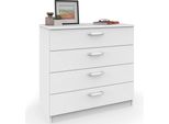 Cassettiera Briebe Practical, Cassettiera Alta Con 4 Cassetti, 78X74X40 Cm Bianco