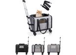 Carrello Per Animali Domestici, Trasportino Con Ruote Staccabili Per Cani Di Piccola Taglia, Gatti, Portatile, Da Viaggio, Con Manico Telescopico E Tracolla