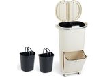 Costway Cestino Per Cucina, Sistema Di Separazione Dei Rifiuti, Cestino Interno Da 12L E Cestino A Pedale Da 14L, Cestino Con Ruote, Doppio Coperchio, Pedale E Gancio, Cestino Per Rifiuti, Beige