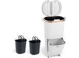 Costway Cestino Per Cucina, Sistema Di Separazione Dei Rifiuti, Cestino Interno Da 12L E Cestino A Pedale Da 14L, Cestino Con Rotelle, Doppio Coperchio, Pedale E Gancio, Cestino Per Rifiuti, Bianco